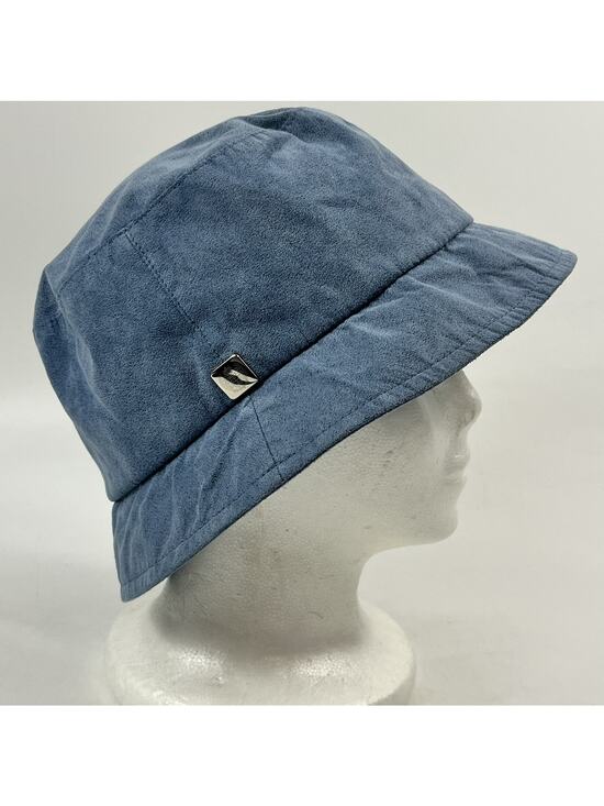 Liz Claiborne Accessories - Liz Claiborne Womens Bucket Hat Cloche Blue Faux Suede Silver Crest Logo Vintage